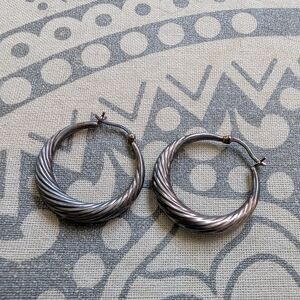 Antique-Look Silver Hoop Earrings